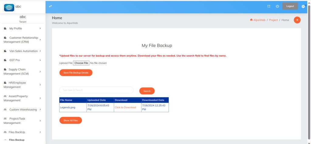 File backup on AWS servers