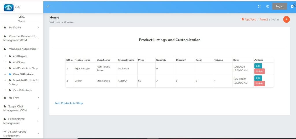 Van Sales Automation